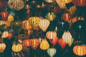 white and red paper lanterns