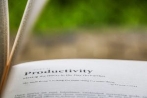 selective focus photography of Productivity printed book